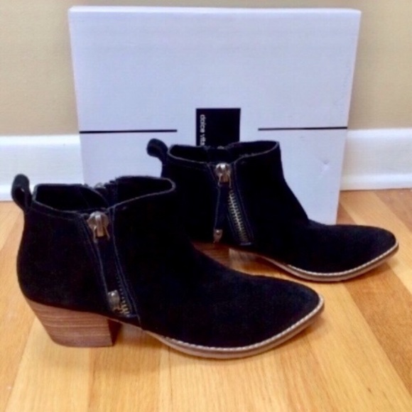 DOLCE VITA 'Saira' Black Suede Pointy Toe Dual Zipper Ankle Boots Size 5.5 - Picture 4 of 8